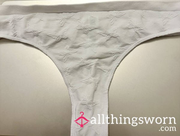 White Cotton Bu*terfly Thong