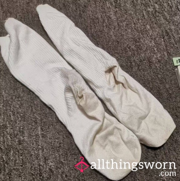 White Cotton Calf-length Socks