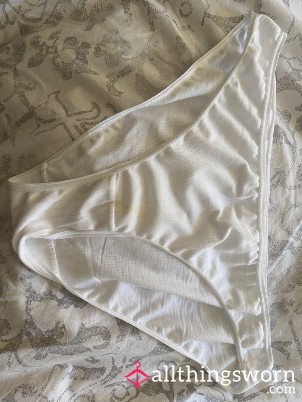 White Cotton Dirty C*m Filled Pantys