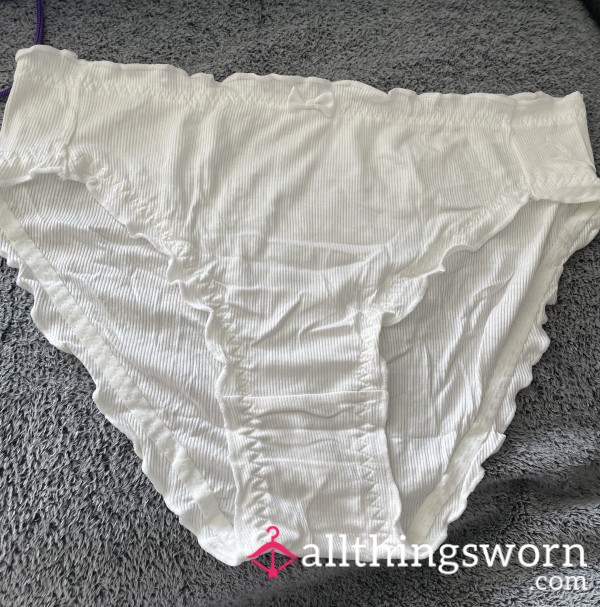 White Cotton Full Back Panties 💗💦