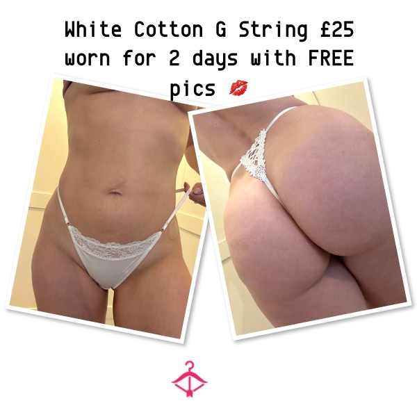 White Cotton G String Worn For 2 Days With FREE Pics And Video Clip
