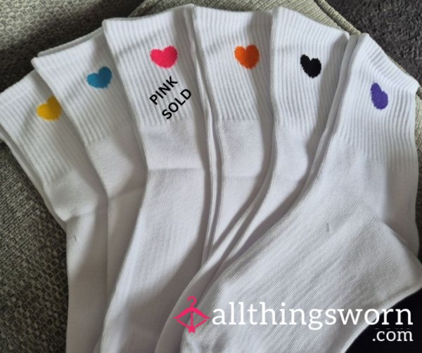 White Cotton Heart Socks