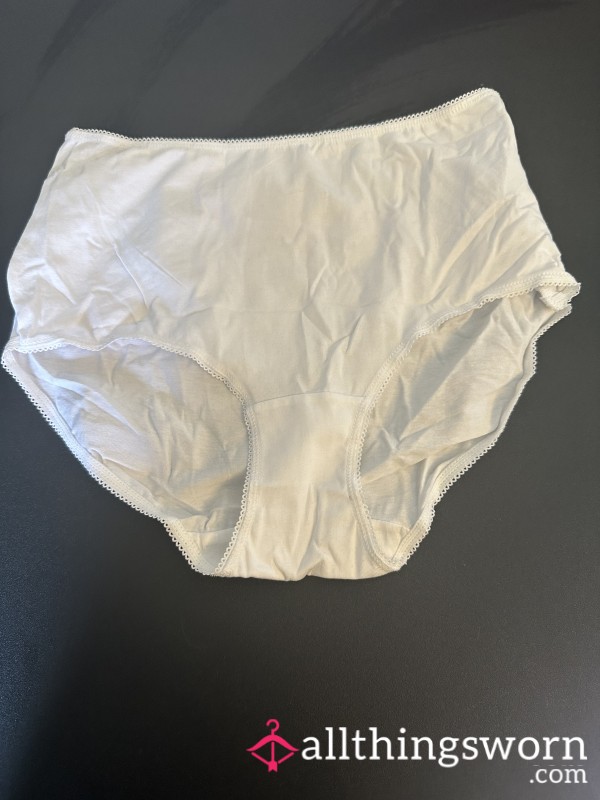 Size 12 White Cotton Panties Worn For 24 Hours