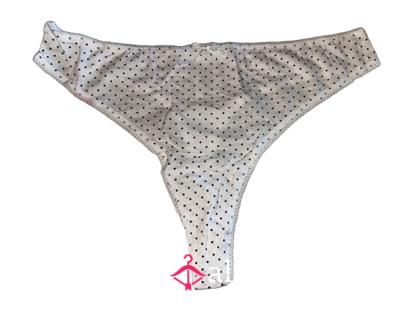 White Cotton Polka Dot Thong