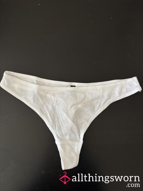 White Cotton Thong