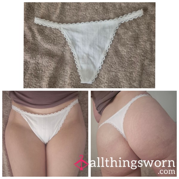 White Cotton Thong