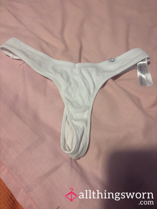White Cotton Thong