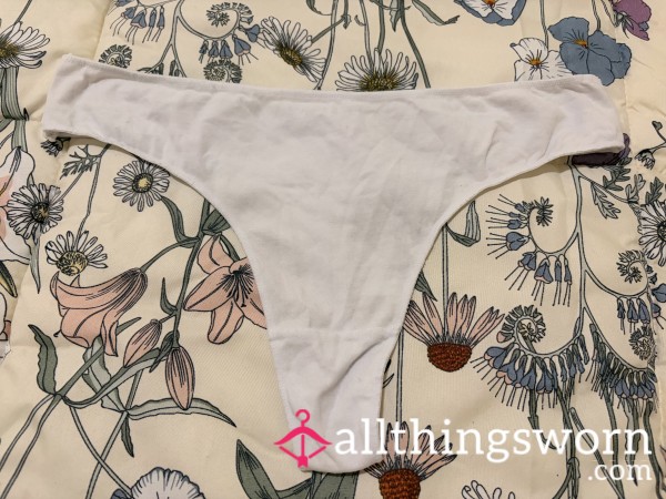 Basic White Cotton Thong