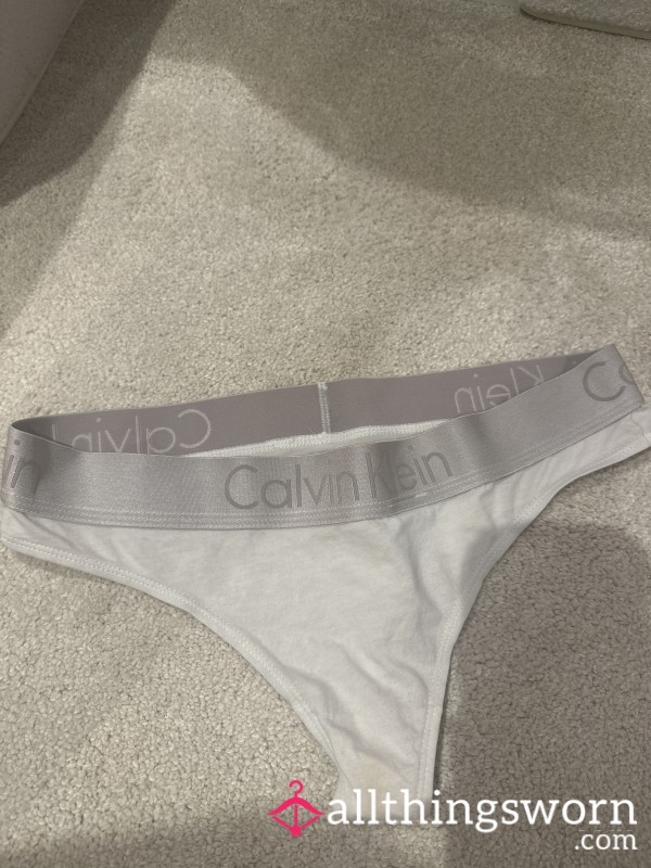 White Cotton Thong - Calvin Klein