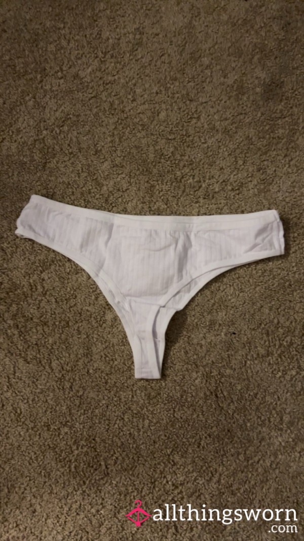 White Cotton Thong. Scented Like Me ;) Will Wear All Day And At Work When Purchased