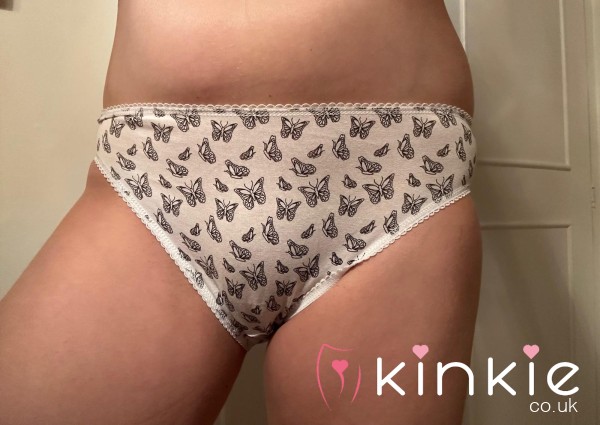 WHITE COTTON THONG WITH Bu*tERFLIES WORN FOR 48 HOURS 5 STAR ⭐️ ⭐️⭐️⭐️⭐️ REVIEWS
