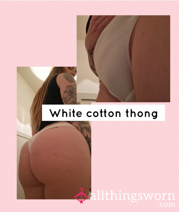 White Cotton Thong Worn For 24hrs