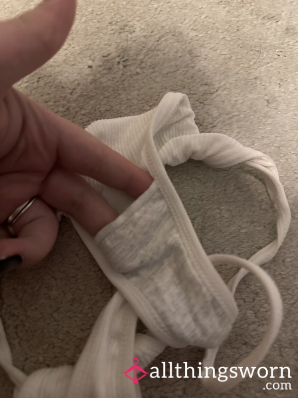 White Cotton Well Worn Thong