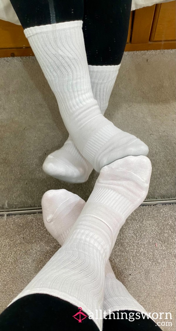 White Crew Socks- Sweaty Sock Lovers Wet Dream!