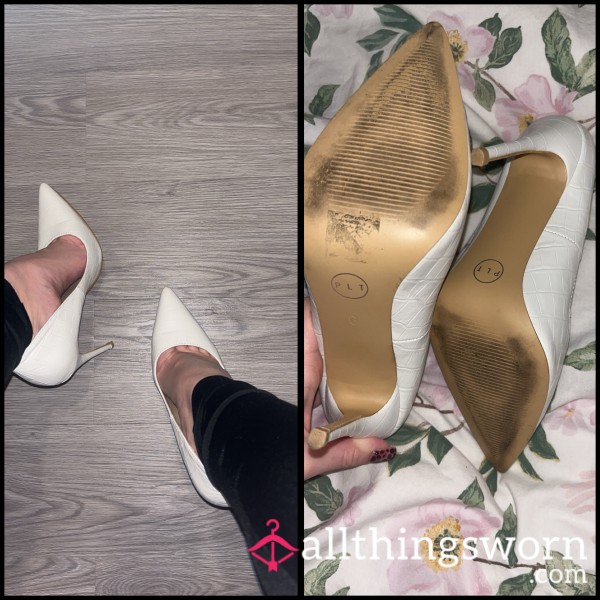 White Croc Print Heels🤍