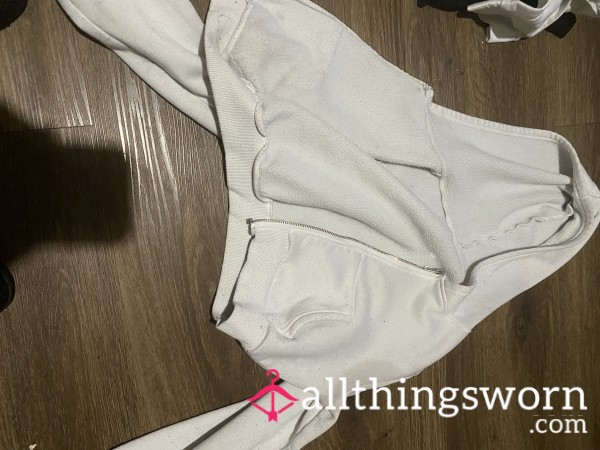 White Crop Top Hoodie