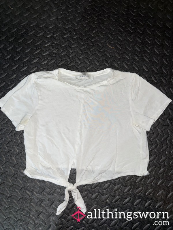 White Crop Top With Pit Stains 🤍