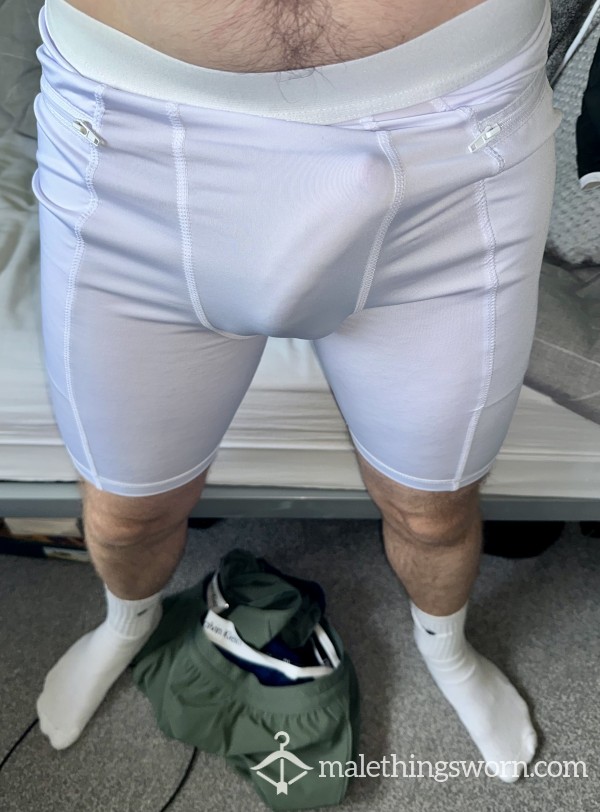 White Cycling Shorts (with 2 C*mshots)