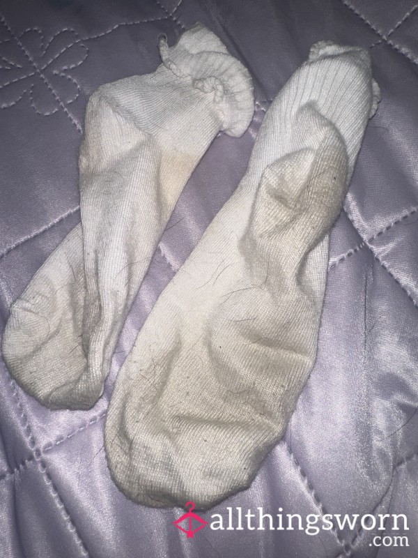 White Dirty Ankle Socks