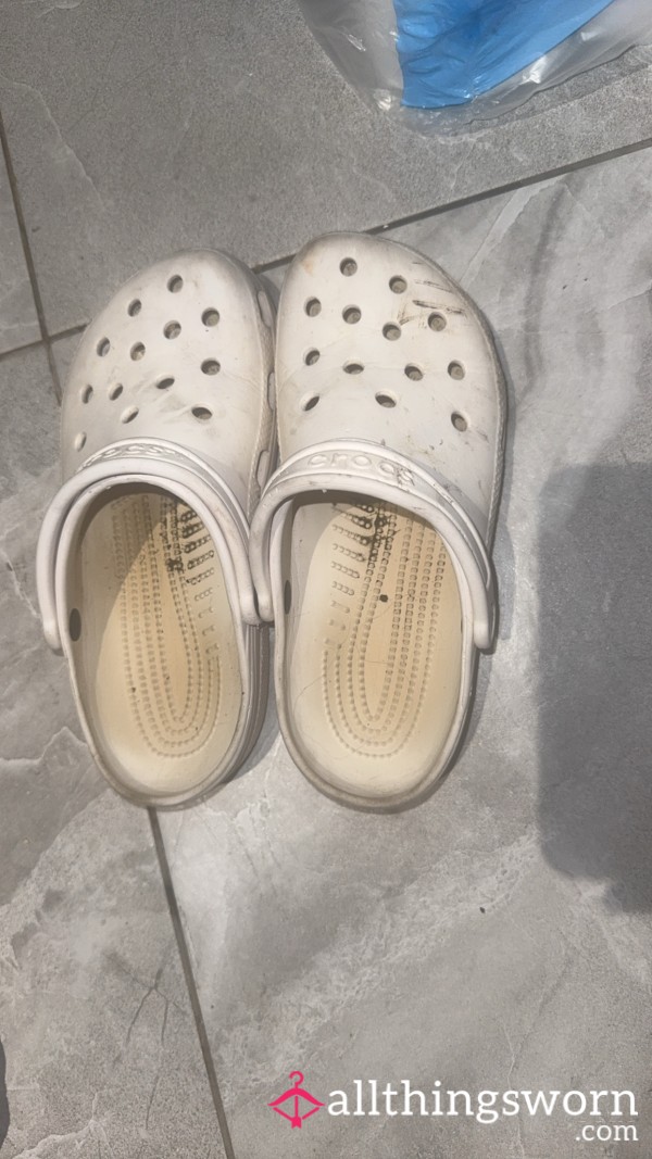 White Dirty Crocs 🤍