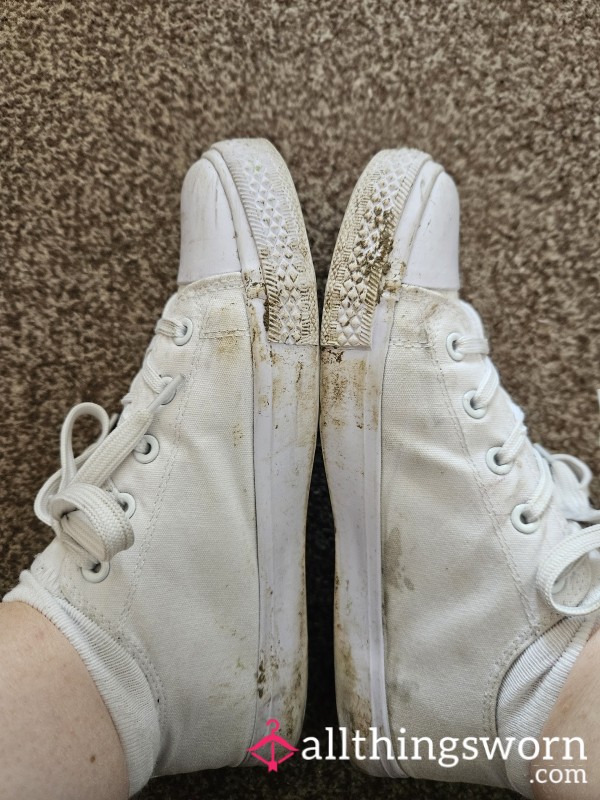 White , Dirty , Used Pumps