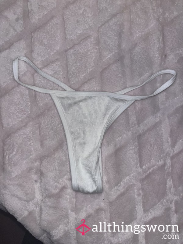White Extra Small - Cotton Ribbed Thong