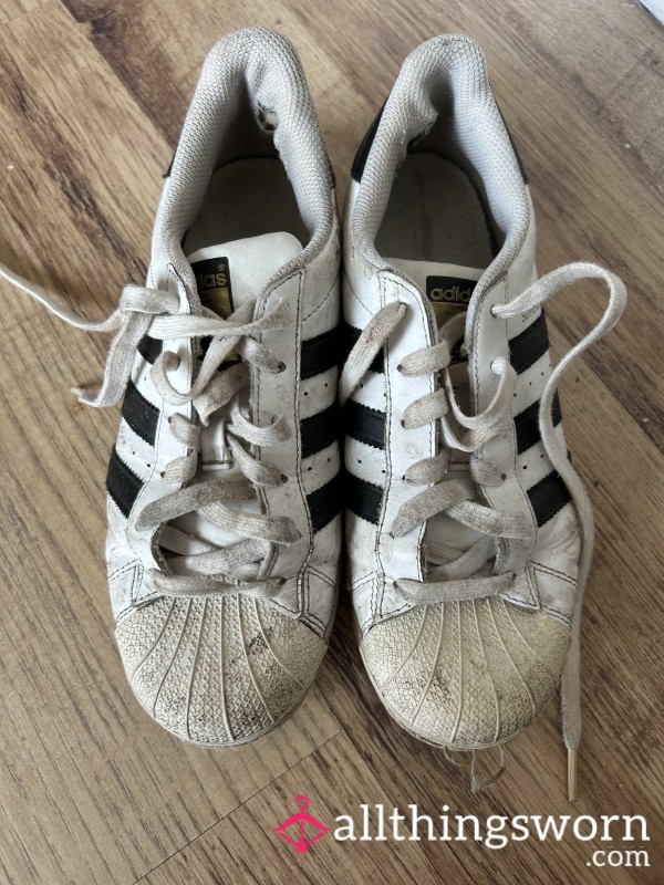 White Extremely Used Sweaty Smelly Adidas Superstar Trainers