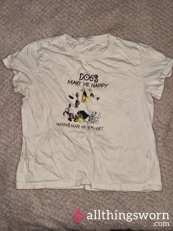 White Faded Patterned Dog Pj Top