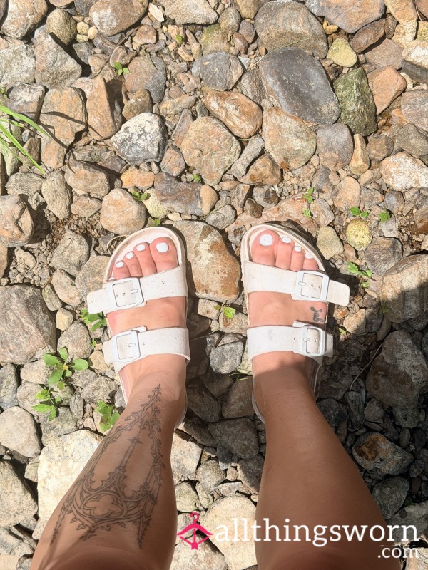 White Faux Birkenstocks