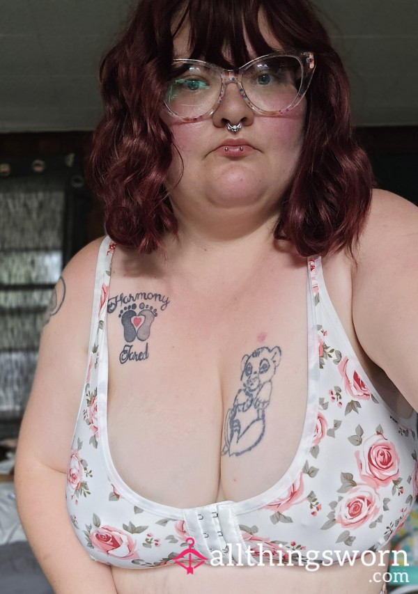 White Flor*l Bra