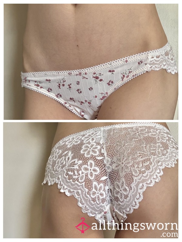 White Flor*l Fullback W/ Lace Back