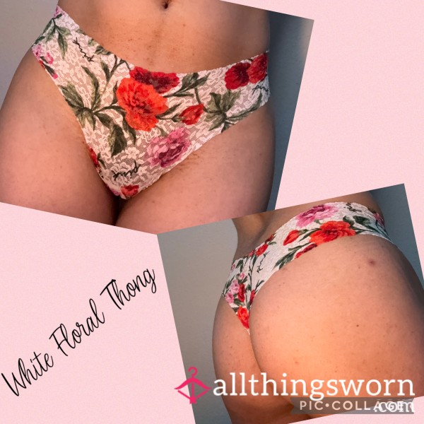 White Flor*l Thong