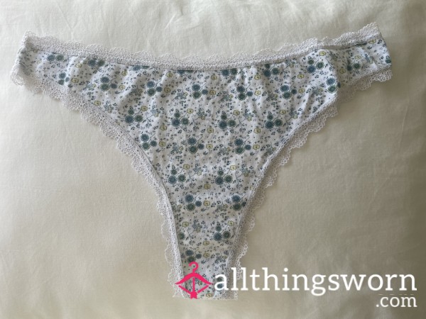 White Flor*l Thong – Worn 24 Hours
