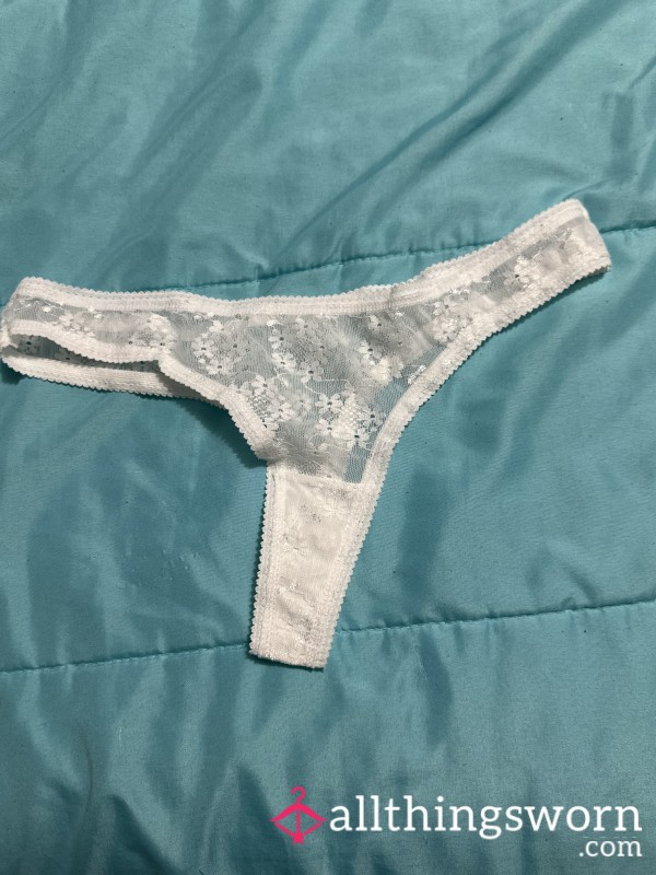 White Flower Lace Thong