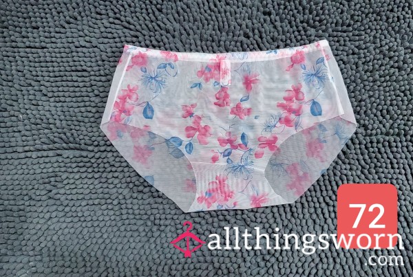 White Flowers Nylon Panties