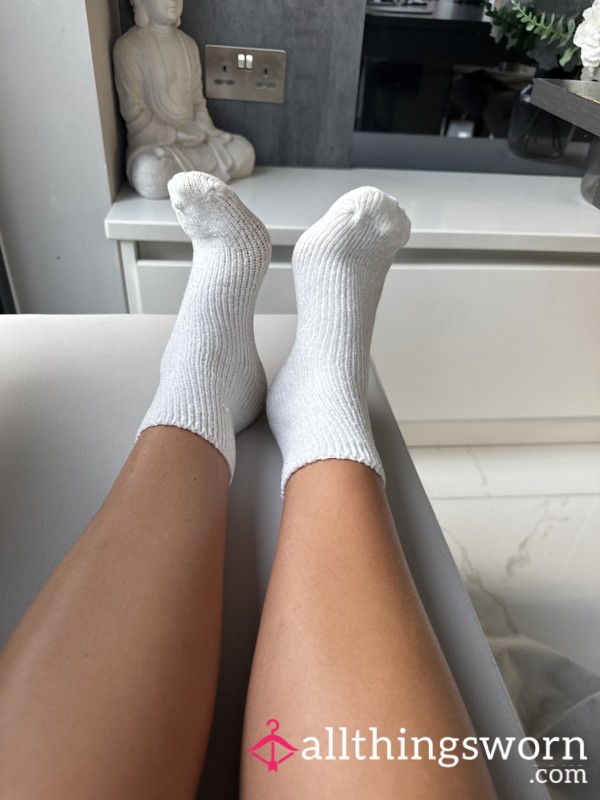 White Fluffy Bed Socks