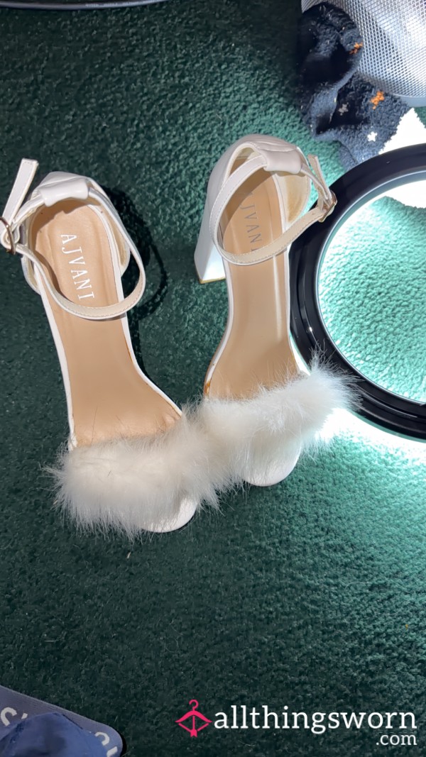 White Fluffy Heels