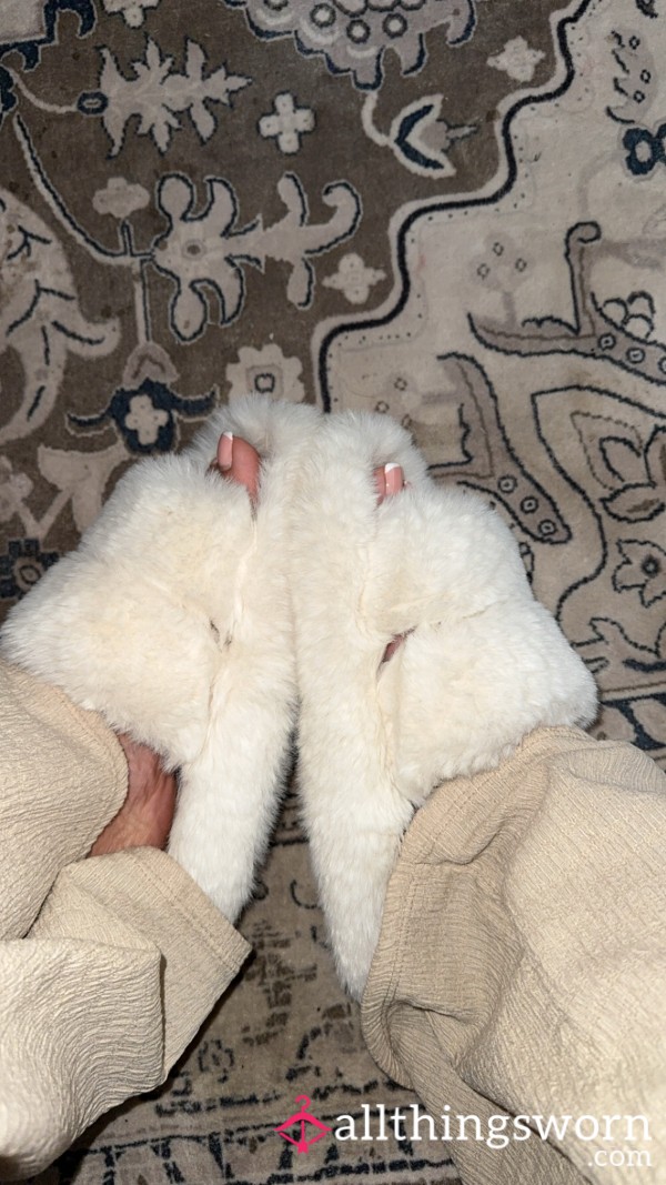 White Fluffy Slippers