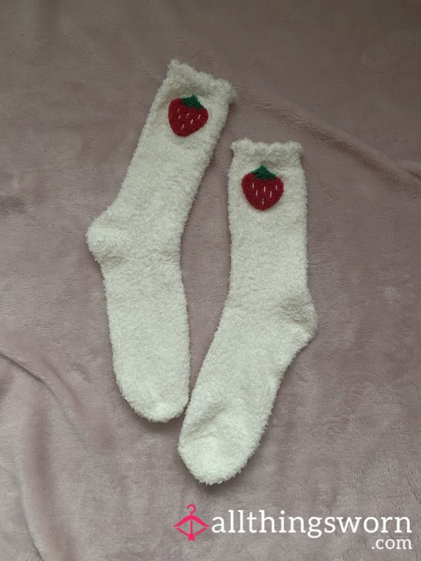 White Fluffy Socks ~ 48hr Wear 🍓