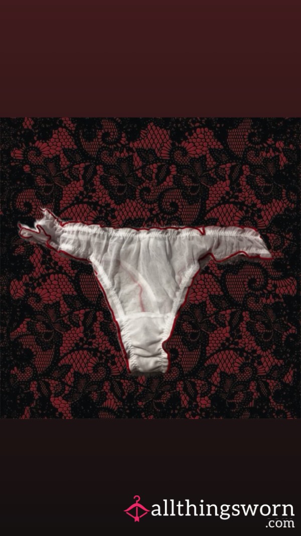 White Frilly Mesh Thongs 🐱