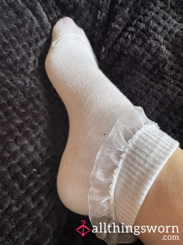 White Frilly Socks - Worn