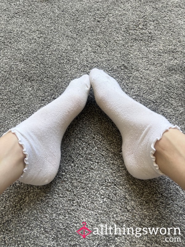 White Frilly Trainer Socks