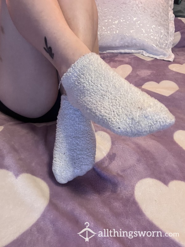 White Fuzzy Ankle Socks