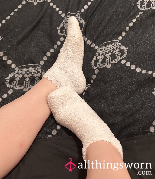 White Fuzzy Ankle Socks
