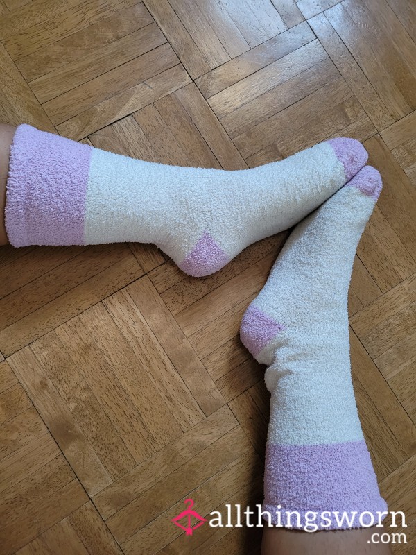 White Fuzzy Crew Socks