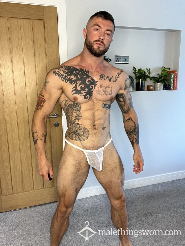 White Glitter Thong
