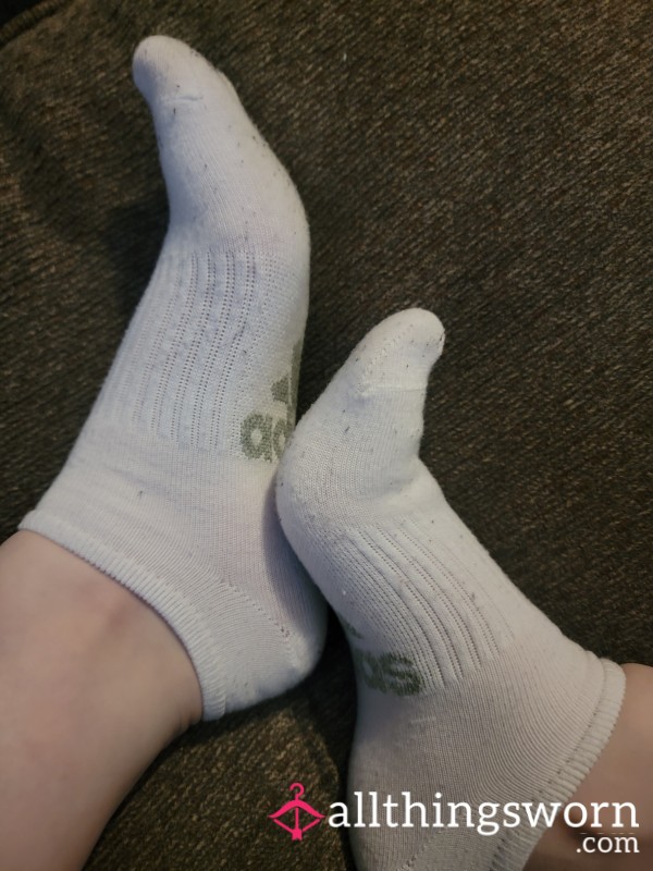 White & Green Adidas Ankle Socks