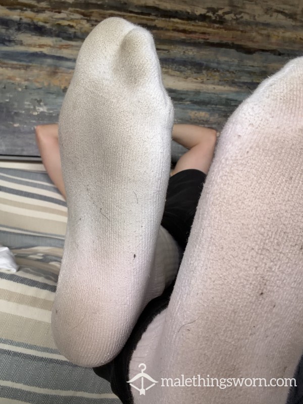 White Gym And Work Socks Worn Week-long