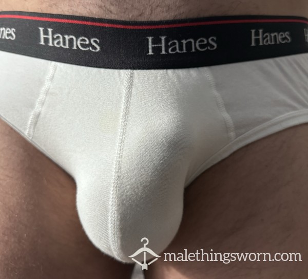 (SOLD) White Hanes Black Waist Band