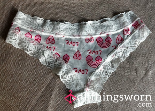 White Heart Cheeky Panties